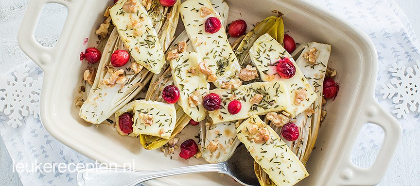 Witlof uit de oven met brie en cranberry