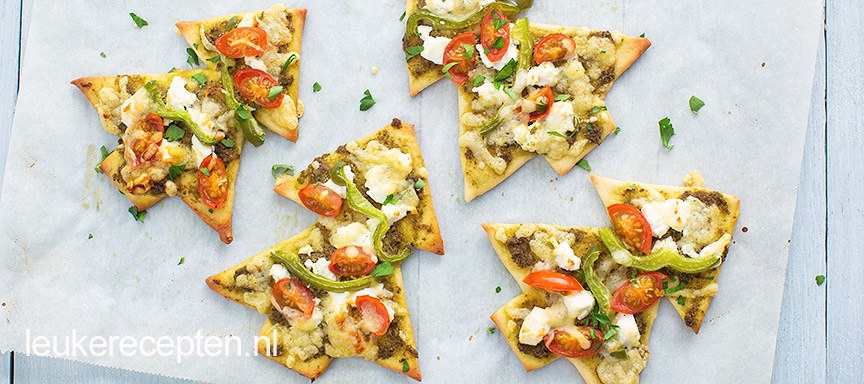 Mini kerstboom pizza’s