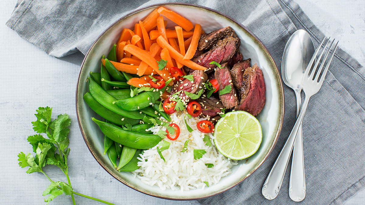 Light recept: Thai beef bowl