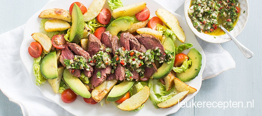Chimichurri salade met biefstuk