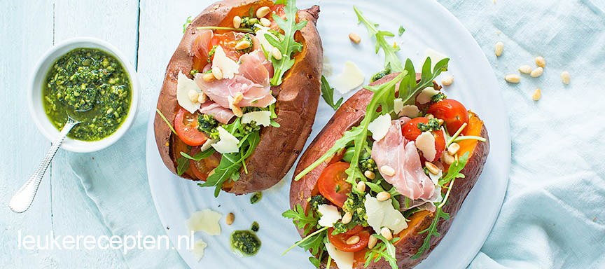 Zoete aardappel met Italiaanse vulling