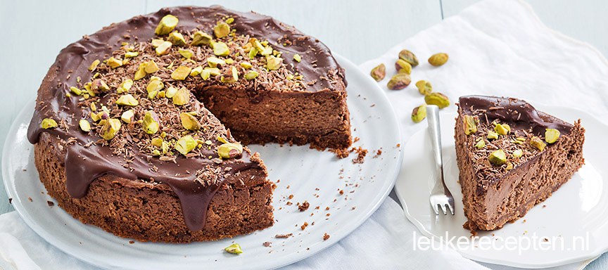 Chocolade cheesecake met pistache