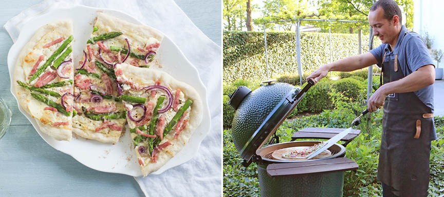 Flammkuchen, ananas crumble en bruschetta’s van de Big Green Egg