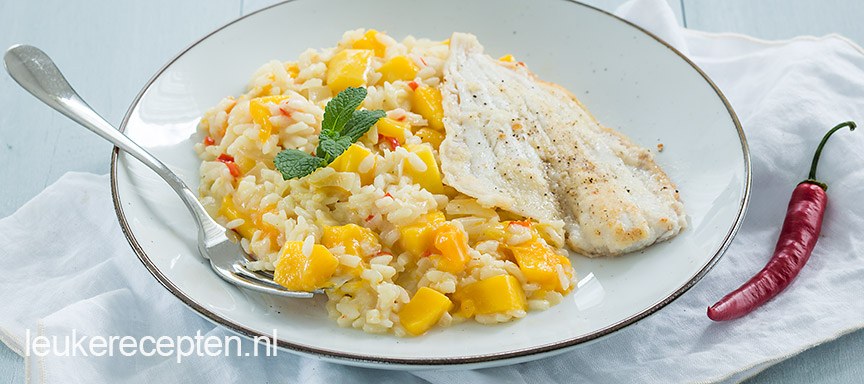 Risotto met mango en rode peper