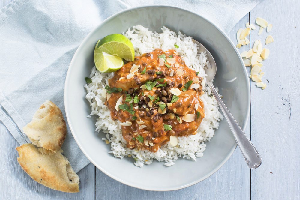 tikka masala kip en linzen curry