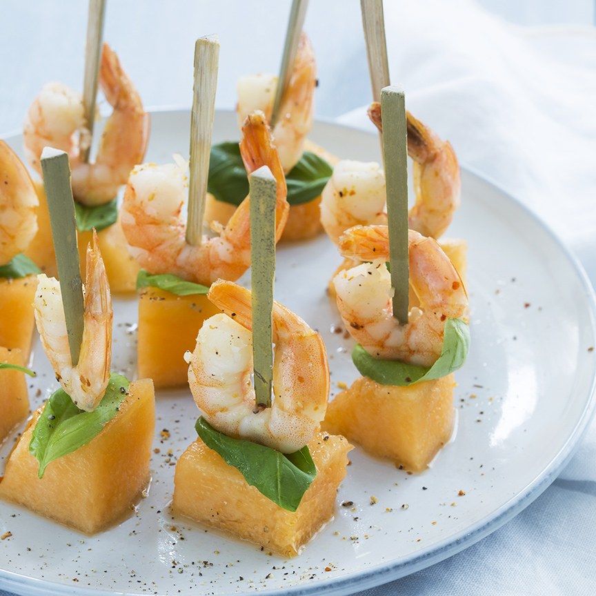 meloen-met-garnalen-prikker