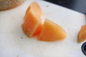 meloen met garnalen prikker www.leukerecepten.nl