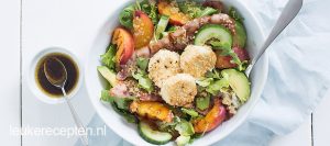 salade perzik geitenkaas www.leukerecepten.nl