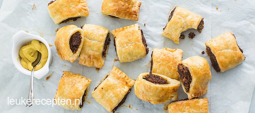 Vegetarische mini saucijzenbroodjes