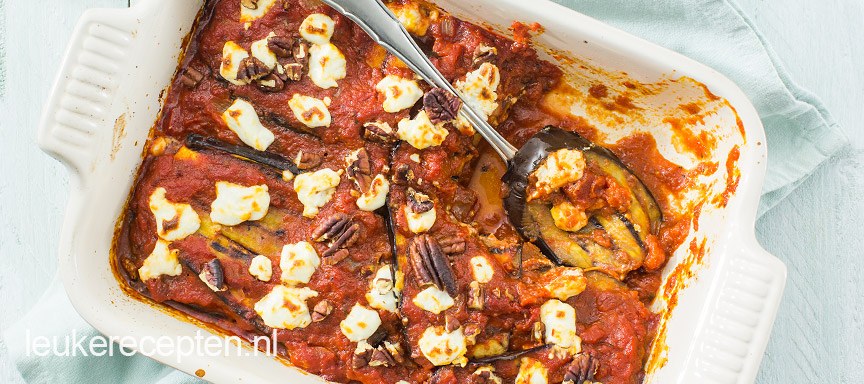 Aubergine met geitenkaas uit de oven