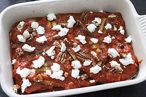 aubergine ovenschotel geitenkaas www.leukerecepten.nl