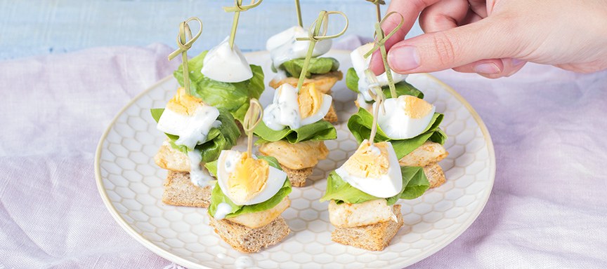 Caesar salade prikkers