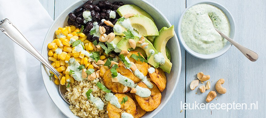 Caribische bowl met bakbanaan