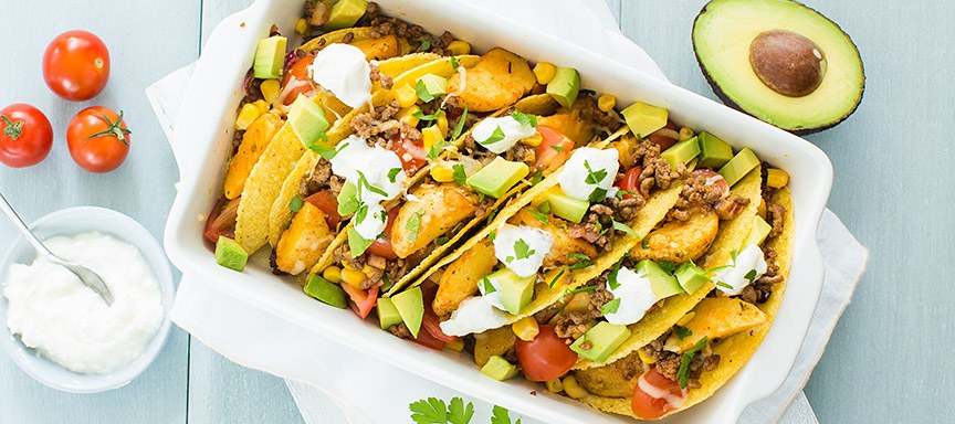 Mexicaanse taco’s met aardappeltjes en gehakt