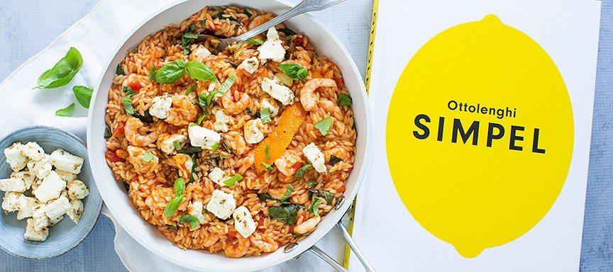Review Ottolenghi Simpel +  recept orzo met garnalen