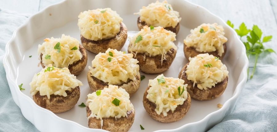 Gevulde champignons met risotto