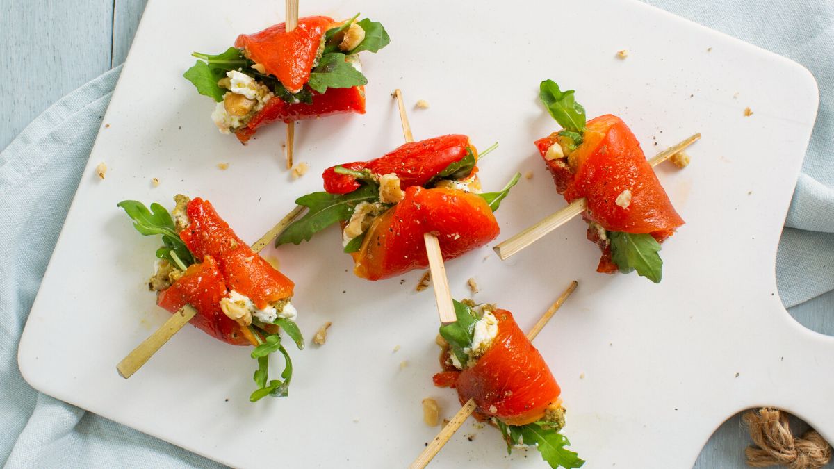 Gegrild paprika hapje met pesto