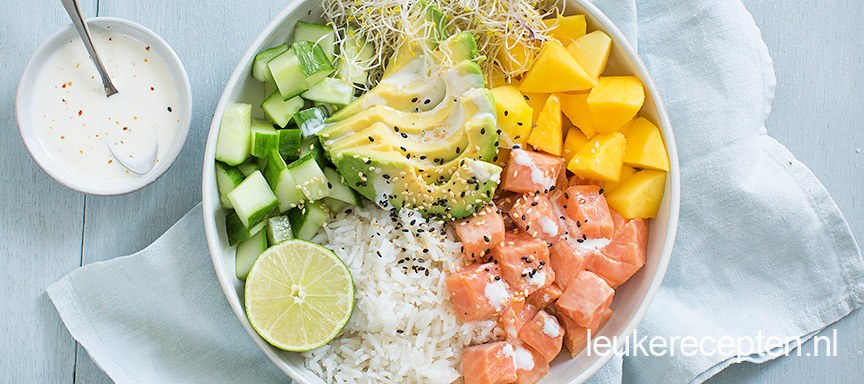 Poké bowl met zalm