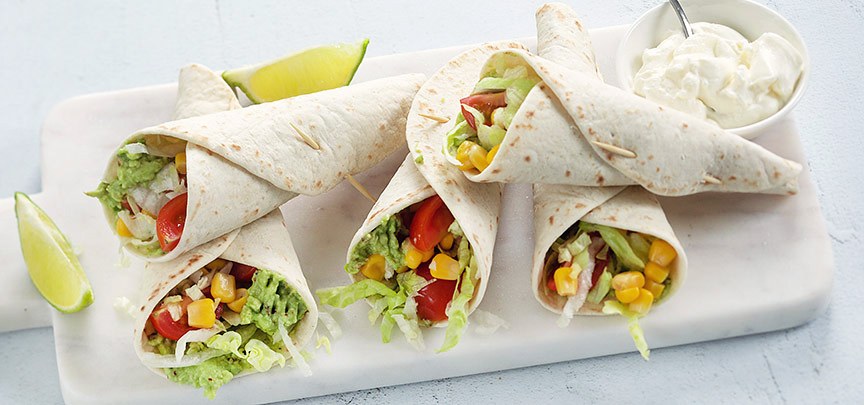 Mini wrap hoorntjes met salade