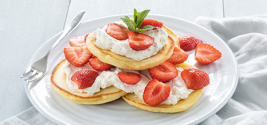Pancakes met aardbeien