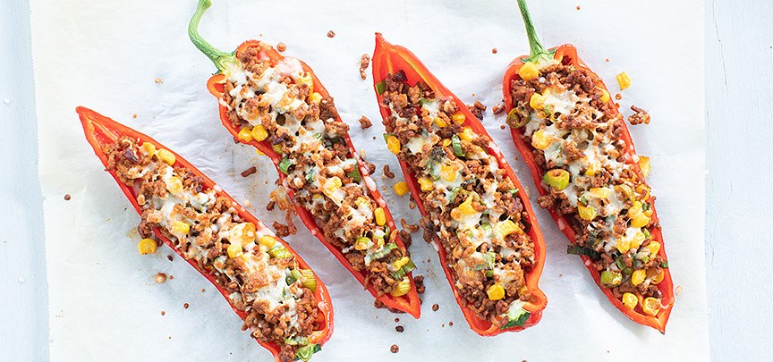 Puntpaprika met gehakt