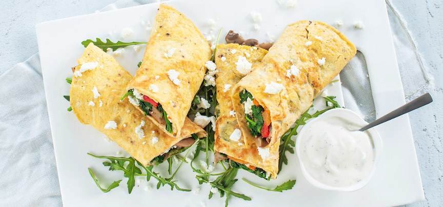 Omelet wrap met spinazie