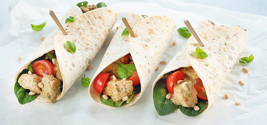 Wraps met romige kip pesto
