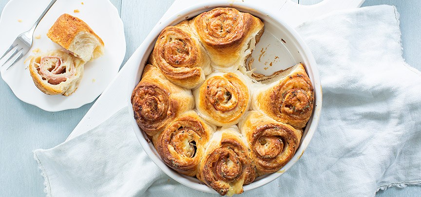 Ham-kaas croissant rolletjes