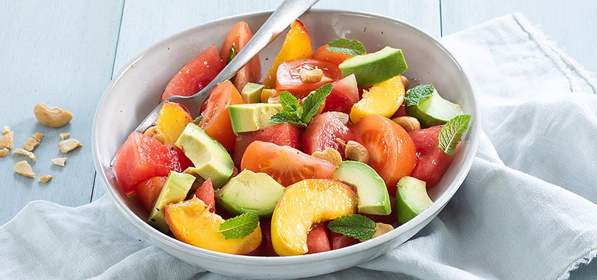 Watermeloen salade met perzik