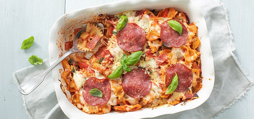 Pastaschotel met salami