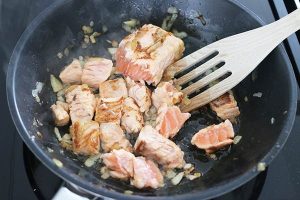 Pasta met zalm spinazie