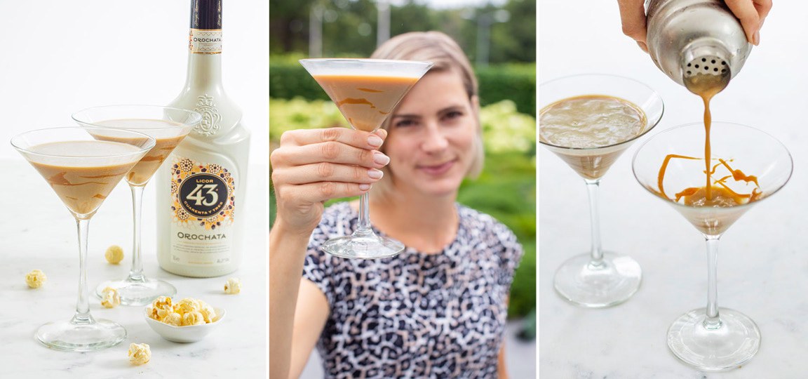 Ijskoude salted caramel cocktail met Licor 43 Orochata