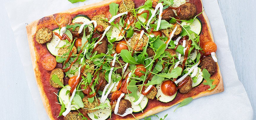 Pizza met falafel