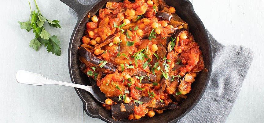 Kikkererwtenstoof met aubergine