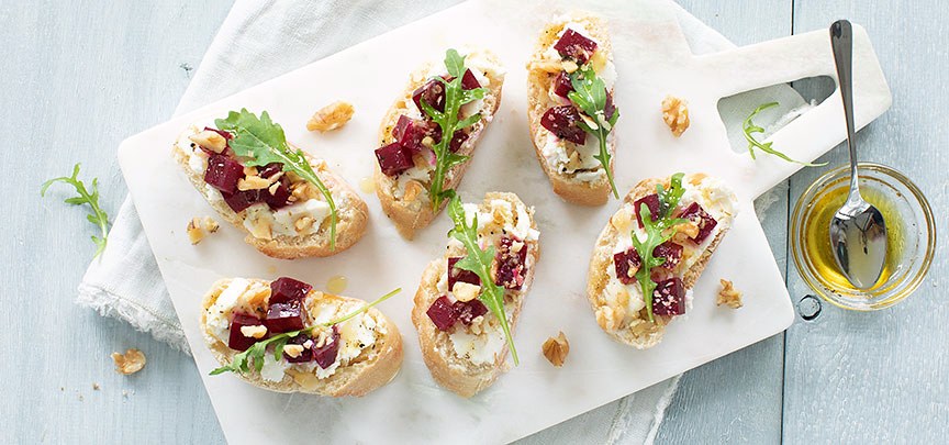 Bruschetta rode biet en geitenkaas