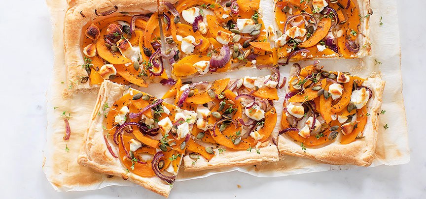 Plaatpizza met pompoen