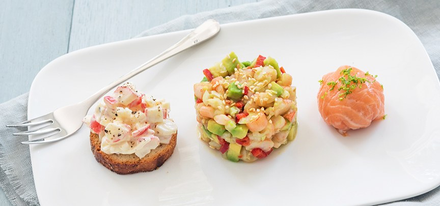 Trio van vis voorgerechten