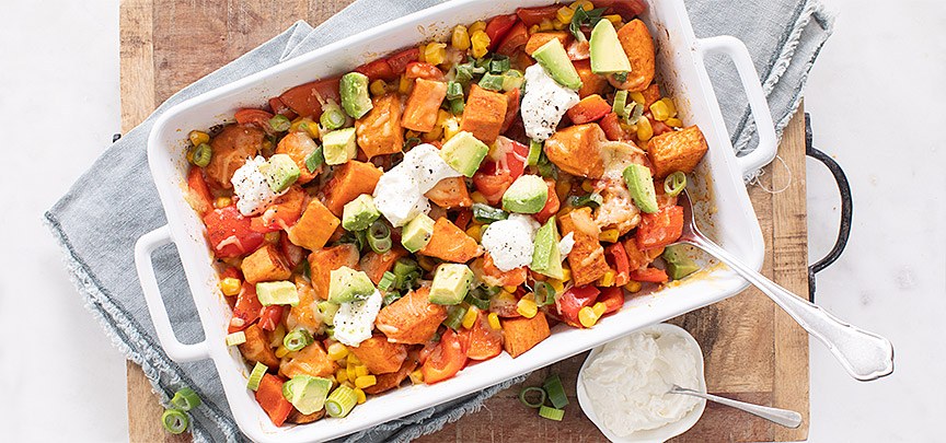 Mexicaanse zoete aardappel schotel