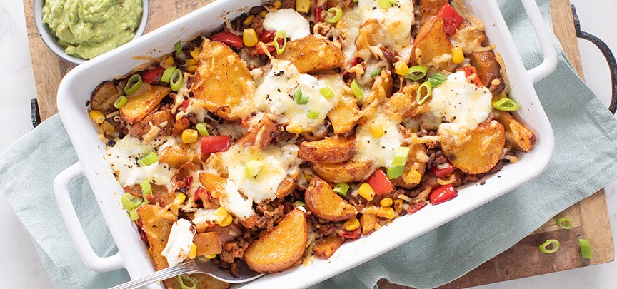Mexicaanse fajita aardappel schotel uit de oven