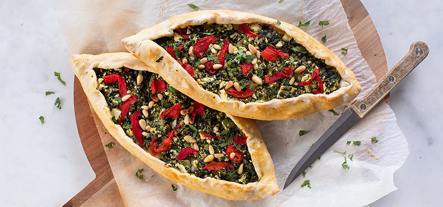 Pide met spinazie en feta