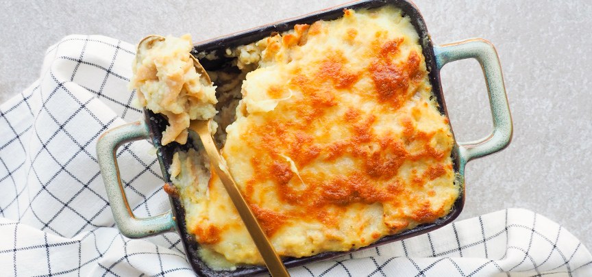 Gezonde mac and cheese met bloemkool