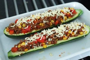 Mexicaans gevulde courgette met gehakt stap 6 afbakken in de oven
