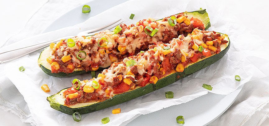 Gevulde courgette met Mexicaans gehakt