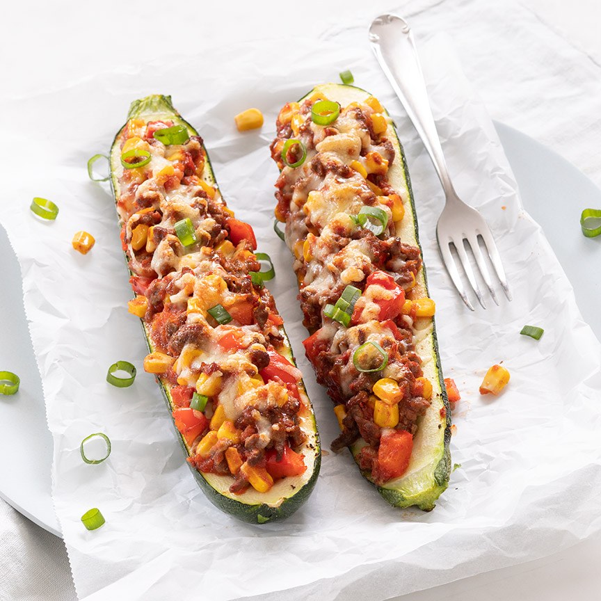 Mexicaans gevulde courgette met gehakt recept