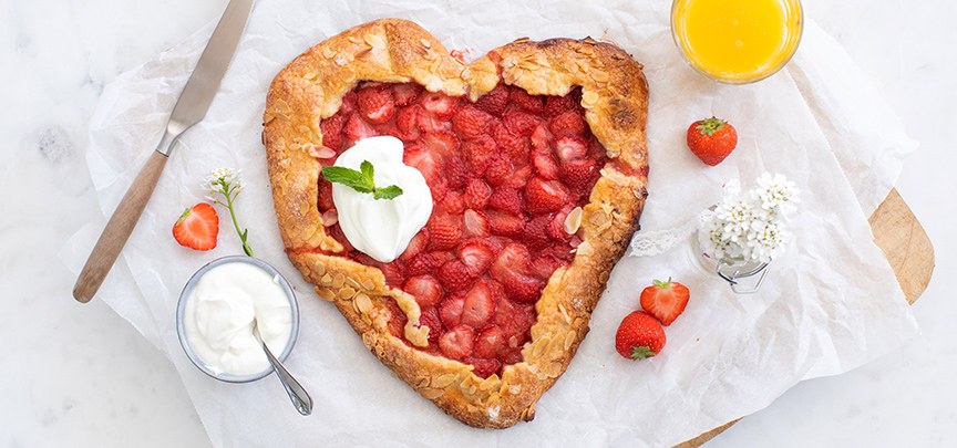 Aardbeien hart galette voor Moederdag