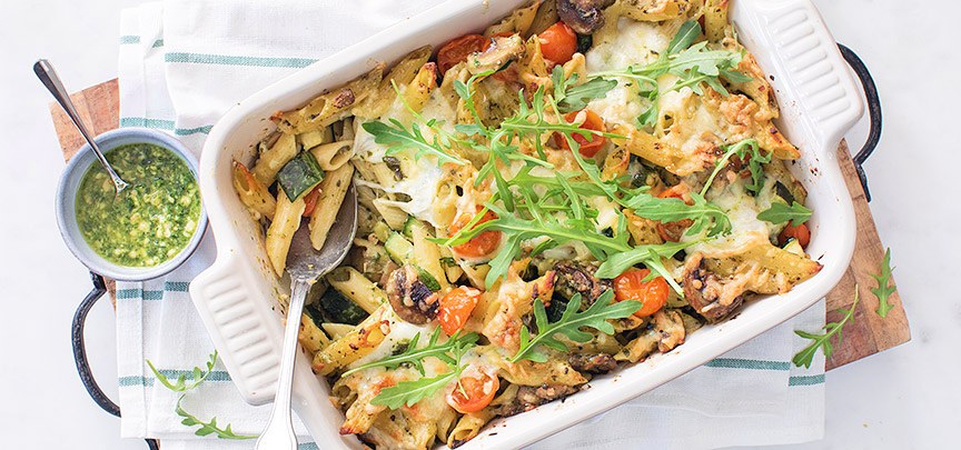 Pasta pesto ovenschotel