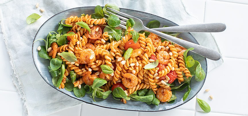 Pastasalade met garnalen