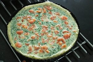 Quiche met zalm en spinazie