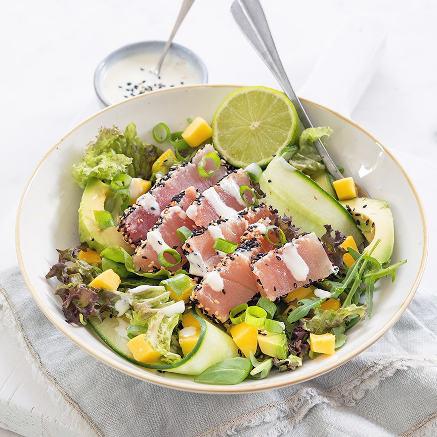 Sashimi salade met wasabi dressing
