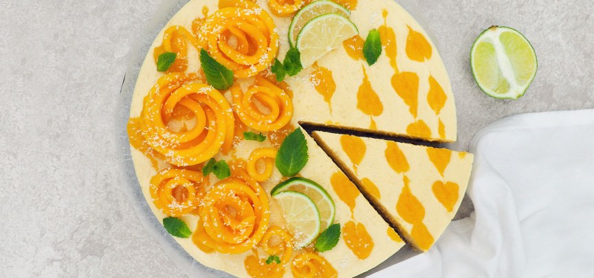 Vegan cheesecake met mango
